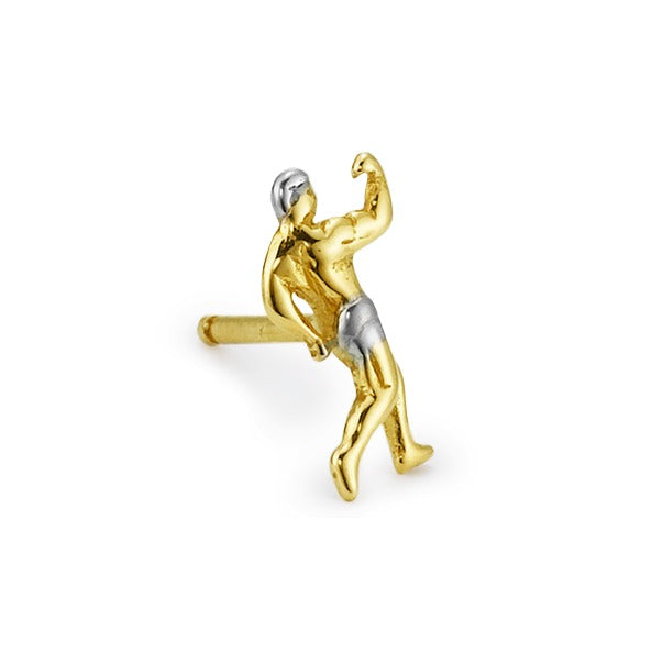 Orecchini a bottone 1 pz Oro giallo 750/18 carati Body building, sport di forza