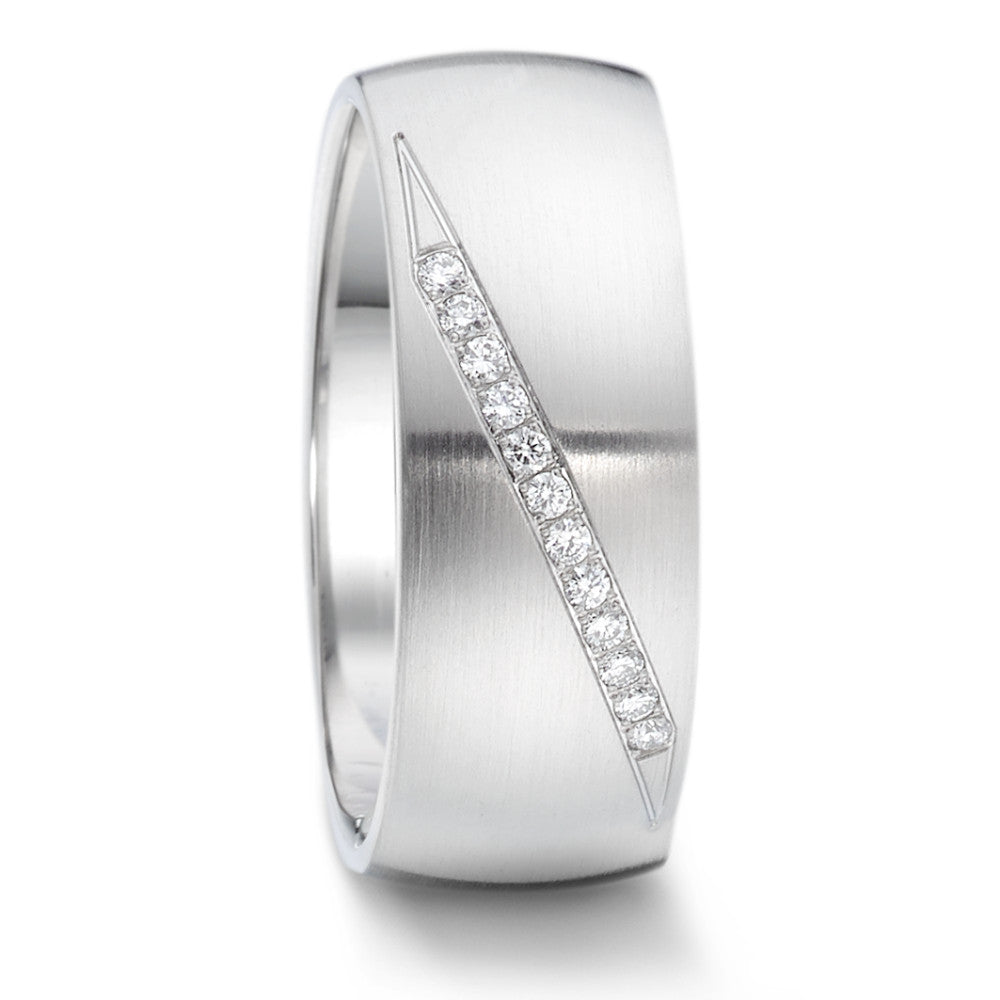 Anello Acciaio inossidabile Diamante 0.096 ct, 12 pietra, tw-si