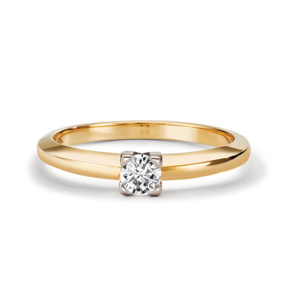Anello solitario Oro giallo 750/18 carati Diamante 0.30 ct, w-si bicolore