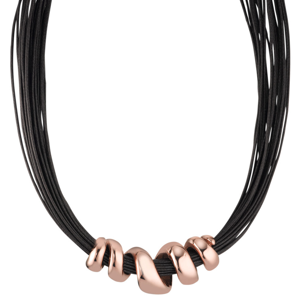 Collana Acciaio inossidabile, Tessile rosa rivestimento IP 42-47 cm