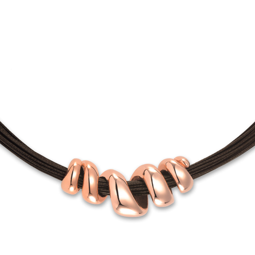 Collana Acciaio inossidabile, Tessile rosa rivestimento IP 42-47 cm