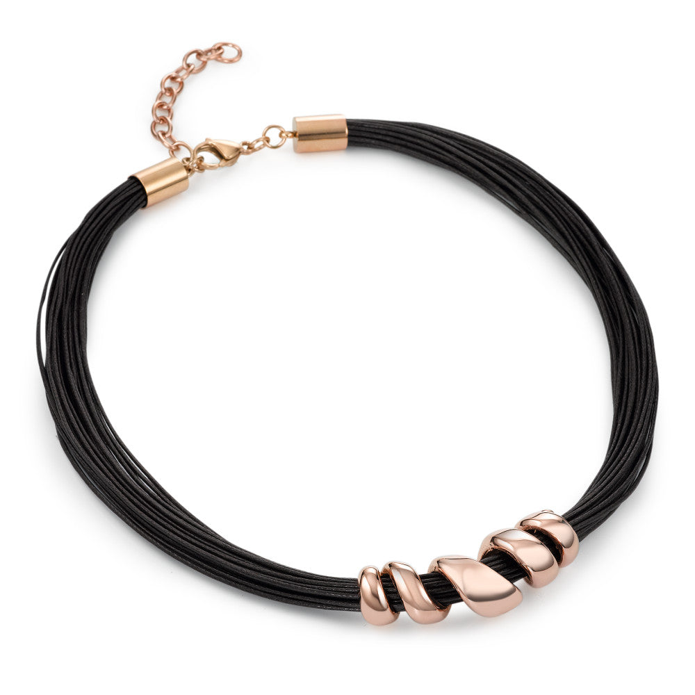Collana Acciaio inossidabile, Tessile rosa rivestimento IP 42-47 cm