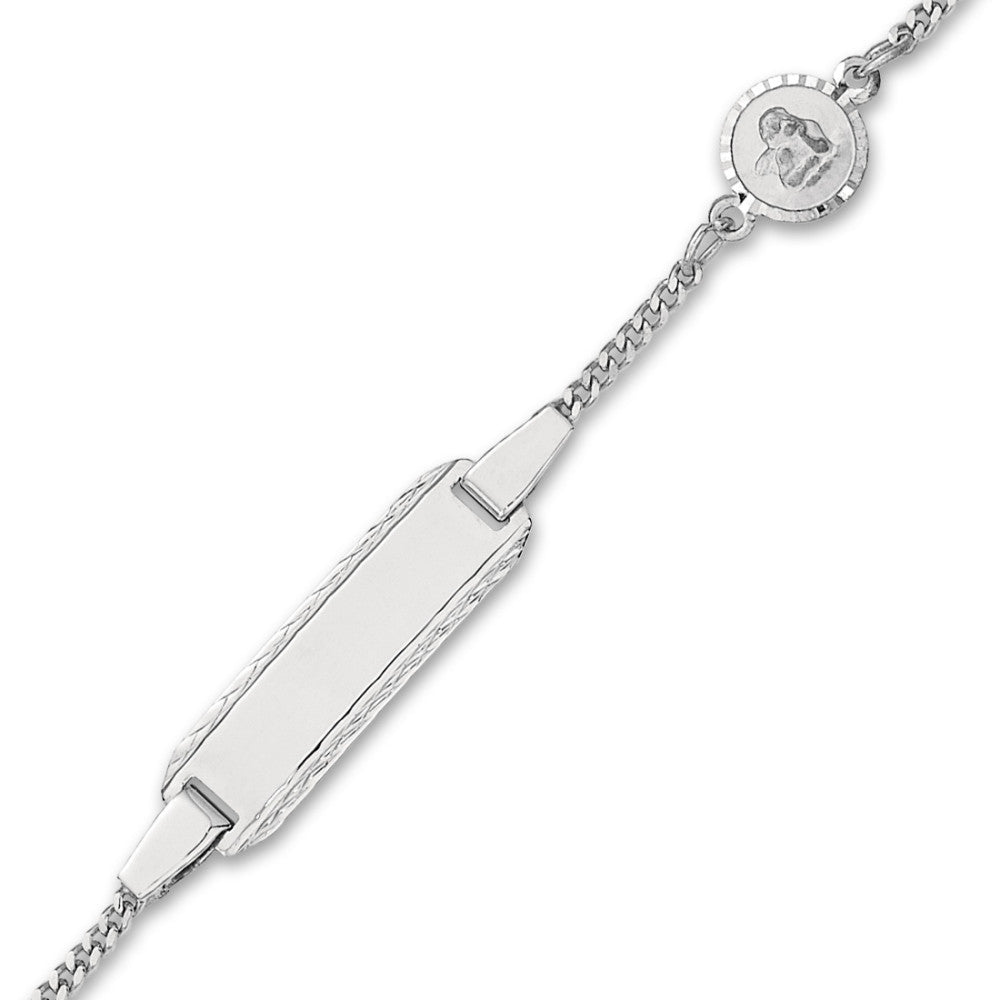 Bracciale con incisione Argento rodiato Angelo 12-14 cm Ø6 mm