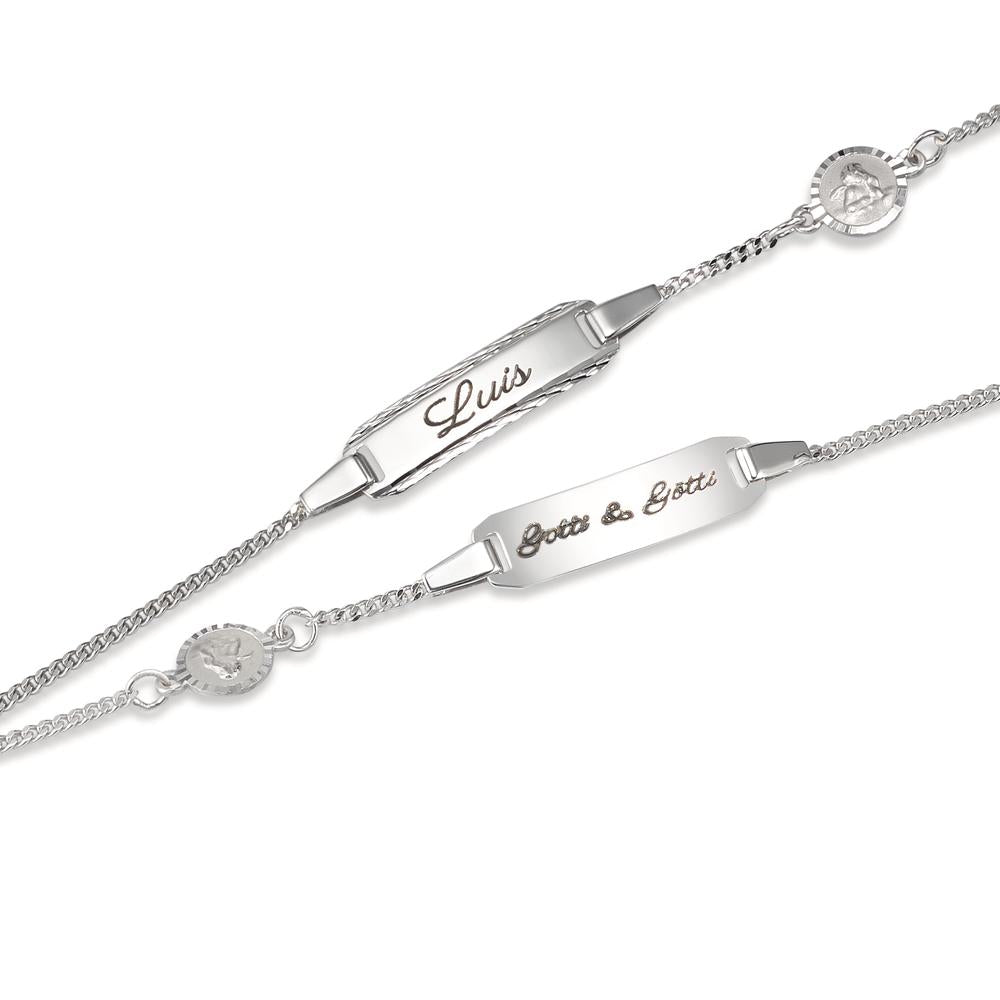 Bracciale con incisione Argento rodiato Angelo 12-14 cm Ø6 mm