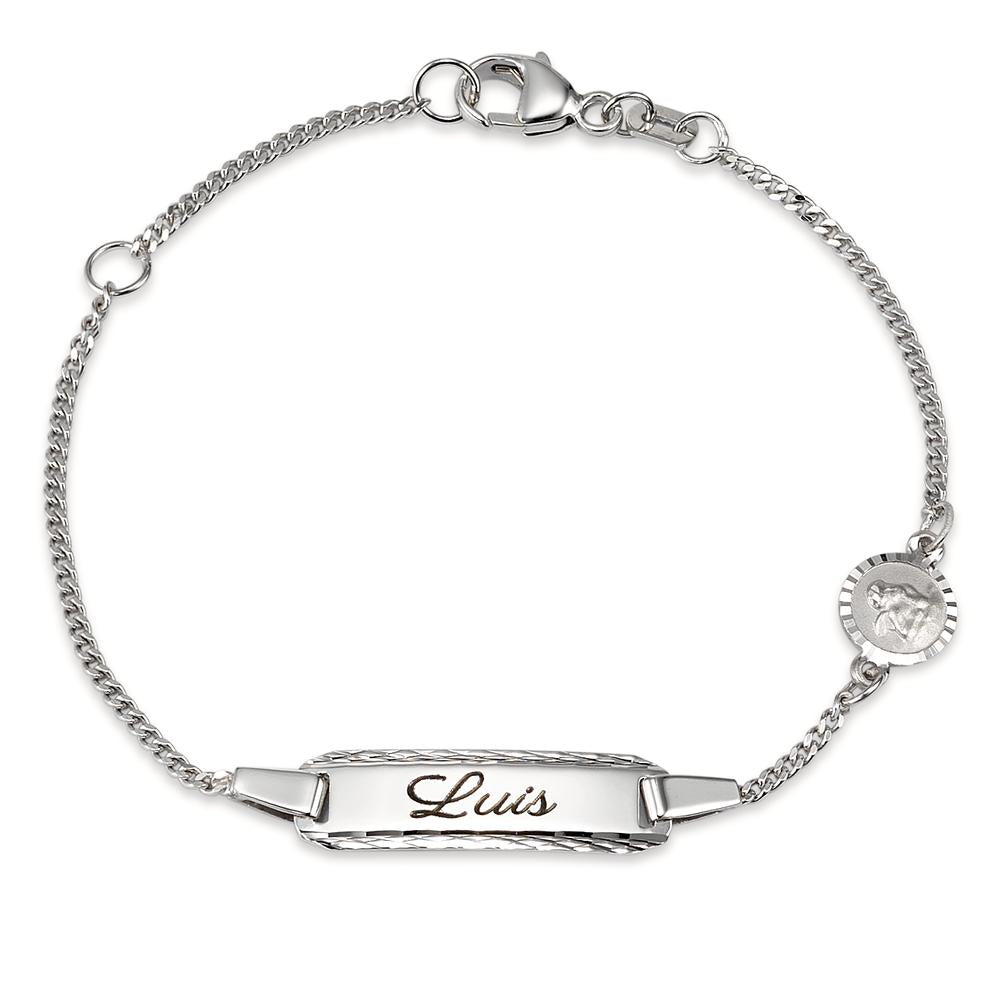 Bracciale con incisione Argento rodiato Angelo 12-14 cm Ø6 mm