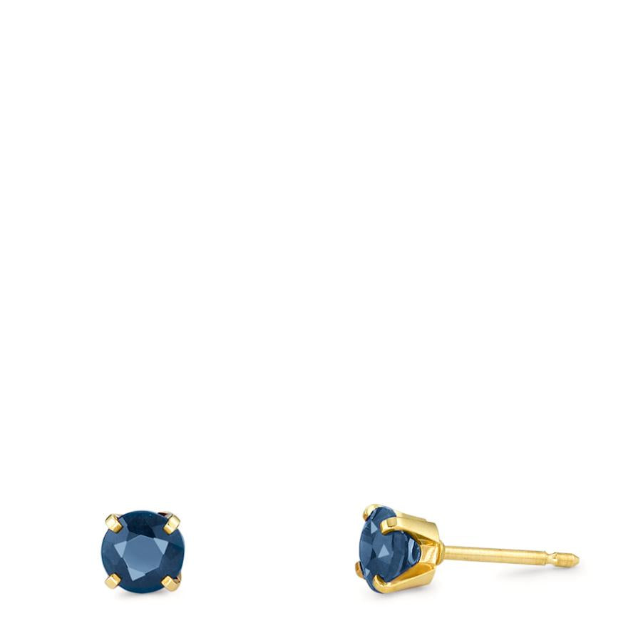 Orecchini a bottone Oro giallo 750/18 carati Zaffiro 0.30 ct, 2 pietra Ø2.5 mm