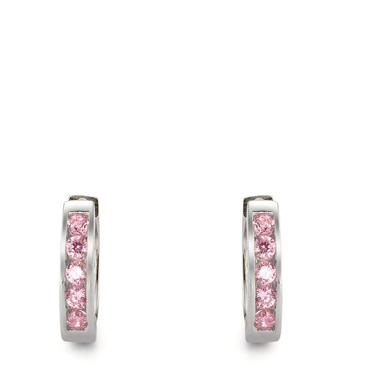 Orecchini circolari Argento Zirconia rosa rodiato