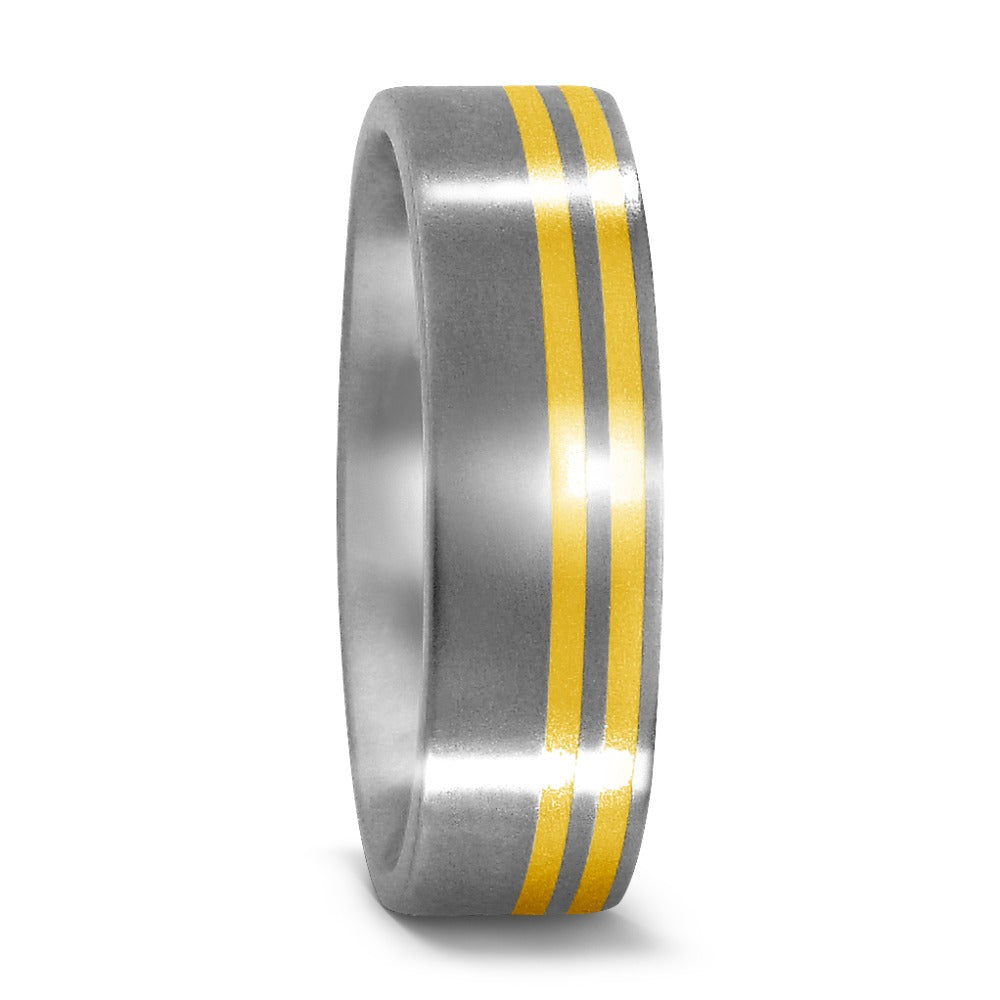 Anello Titanio, Oro giallo 750/18 carati