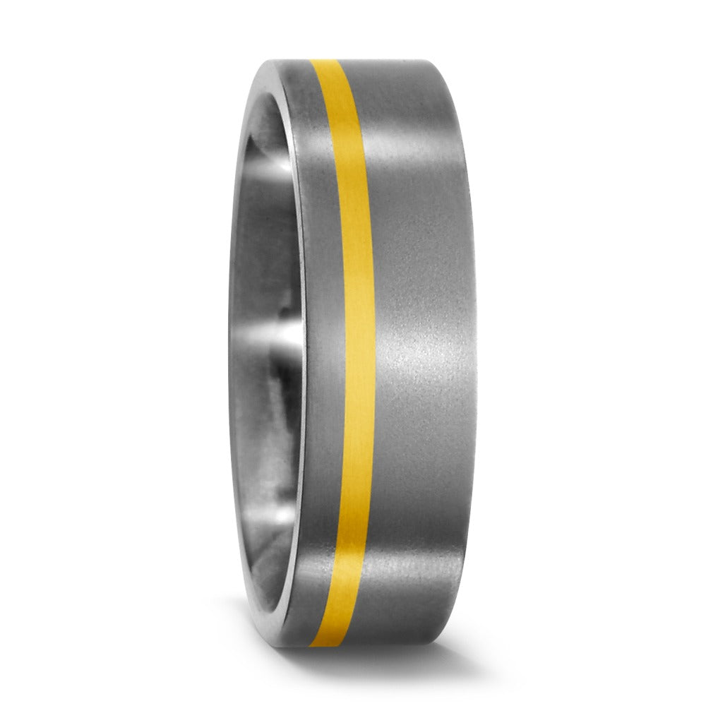 Anello Titanio, Oro giallo 750/18 carati