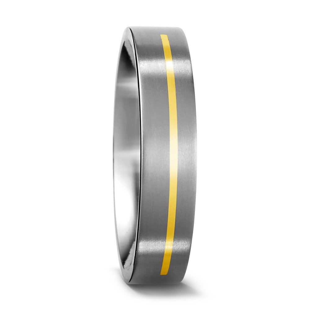 Anello Titanio, Oro giallo 750/18 carati