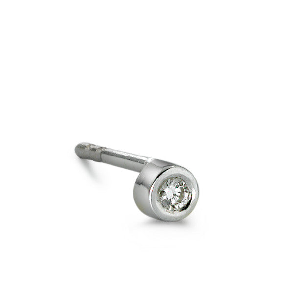 Orecchini a bottone 1 pz Oro bianco 750/18 carati Diamante 0.02 ct, w-si Ø3 mm