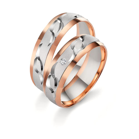 Anello del partner Oro bianco 750/18 carati, Oro rosso 750/18 carati