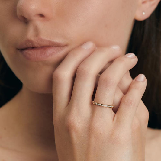 Anelli di memoria Oro giallo 750/18 carati Diamante 0.25 ct, 50 pietra, w-si