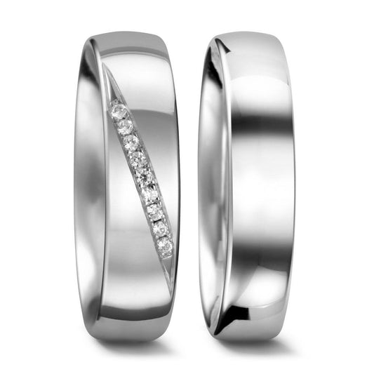 Anello del partner Oro bianco 750/18 carati Diamante 0.045 ct, 9 pietra, tw-vsi