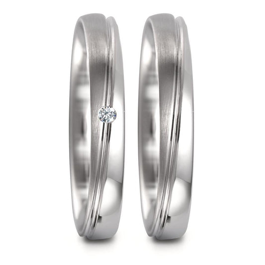 Anello del partner Oro bianco 750/18 carati Diamante 0.02 ct, tw-vsi