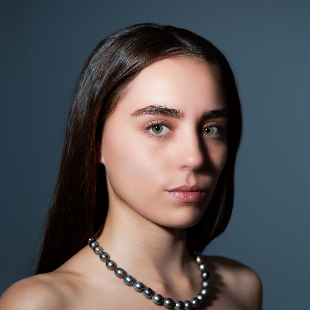 Collana Oro bianco 750/18 carati Perla di Tahiti 9-10 mm 45 cm