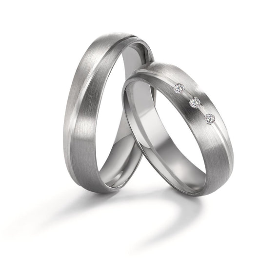 Anello del partner 500 Palladio, Oro bianco 375/9K Diamante 0.045 ct, 3 pietra, tw-vsi