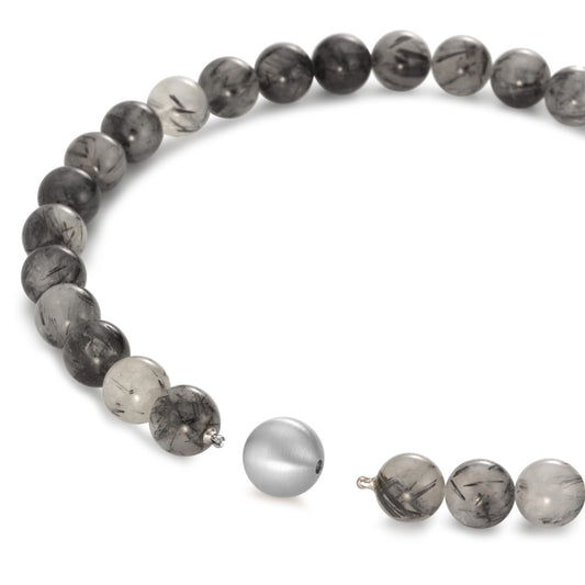 Collana Acciaio inossidabile Cristallo di rocca multicolore, 14 mm, Onice 16 mm 45 cm Ø14 mm