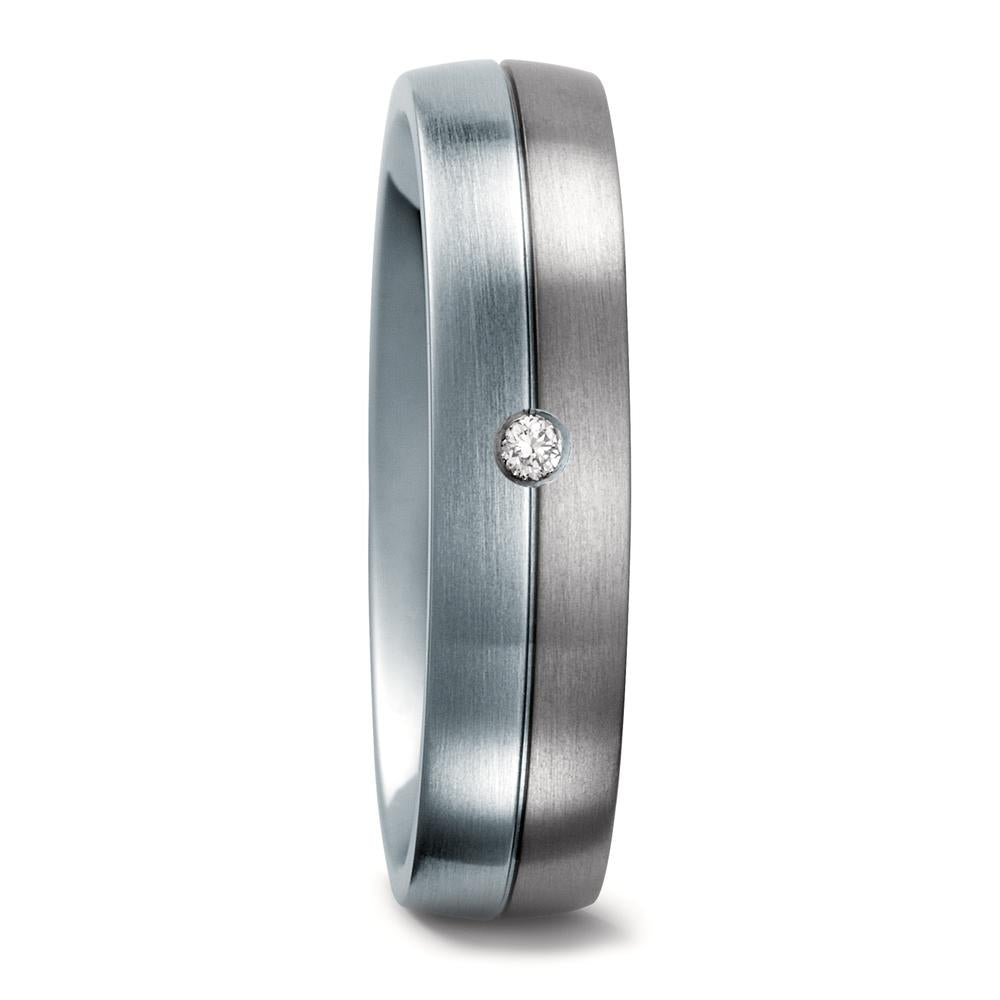 Anello Titanio, Acciaio inossidabile Diamante 0.03 ct, w-si