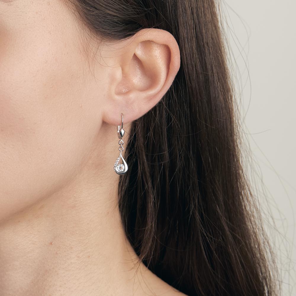 Orecchini Argento Topazio blu rodiato