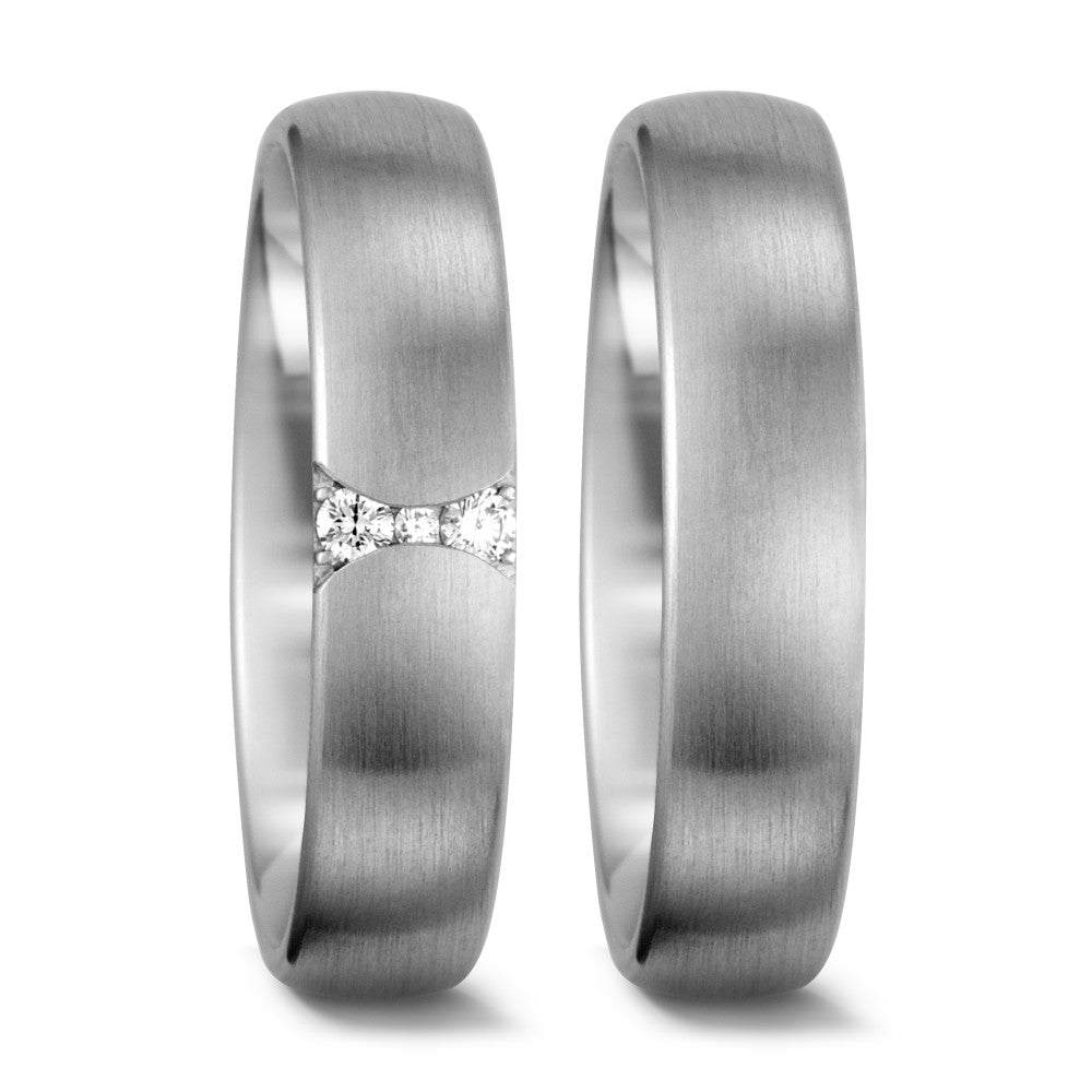 Anello del partner Oro bianco 750/18 carati Diamante bianco, 0.055 ct, 3 pietra, tw-vsi