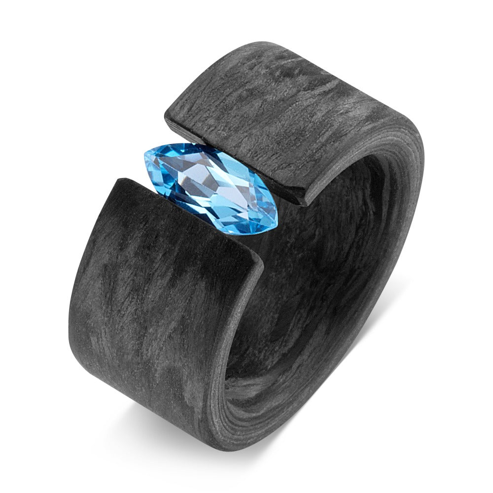 Anello Carbonio Topazio blu