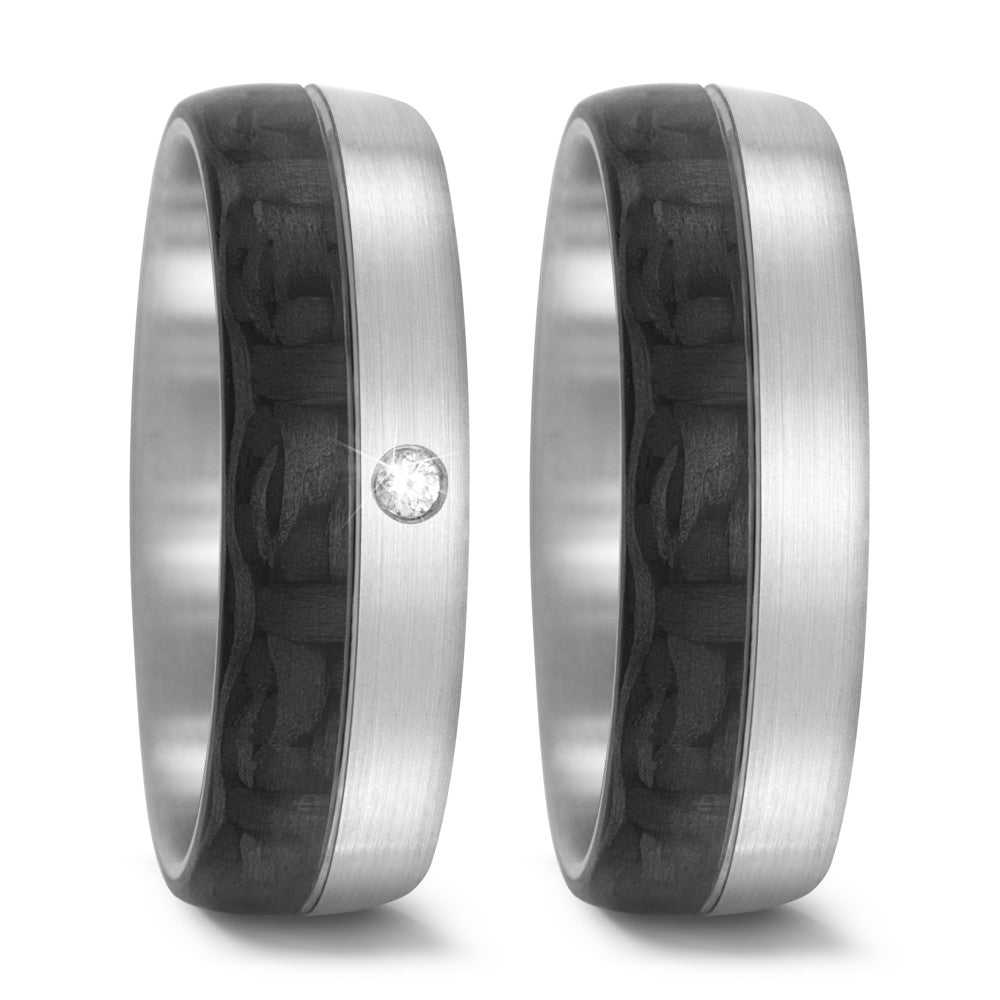 Anello del partner Oro bianco 585/14 kt, Carbonio