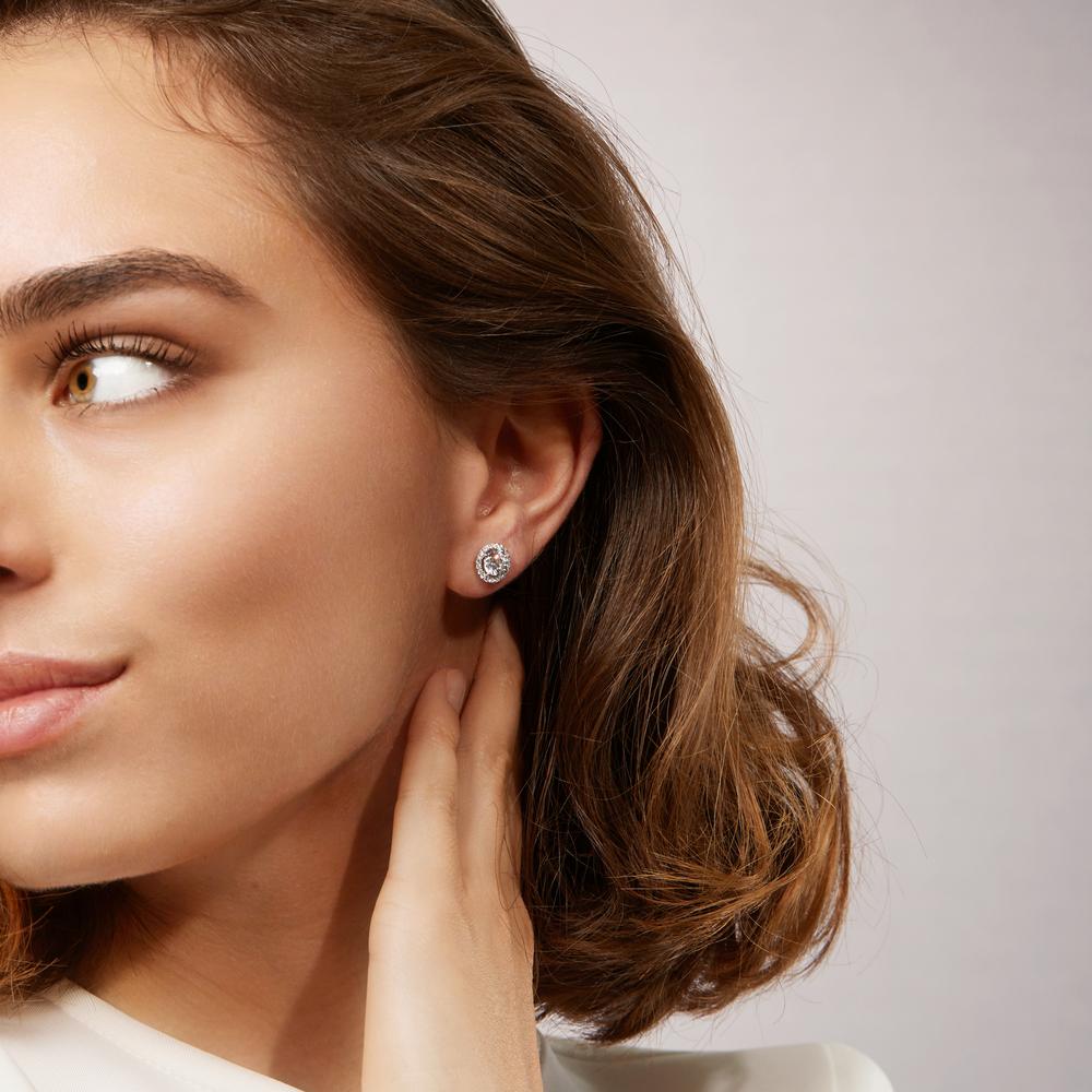 Orecchini a bottone Argento Zirconia rodiato Ø8 mm