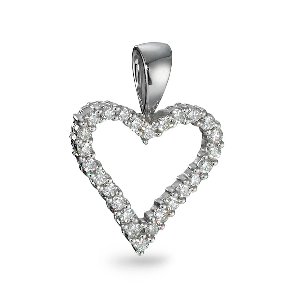 Ciondolo Oro bianco 750/18 carati Diamante 0.31 ct, 26 pietra, w-si Cuore Ø14 mm
