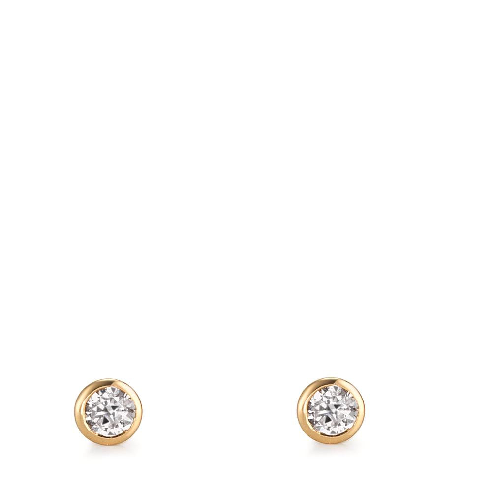 Orecchini a bottone Oro giallo 750/18 carati Zirconia 2 pietra Ø3 mm