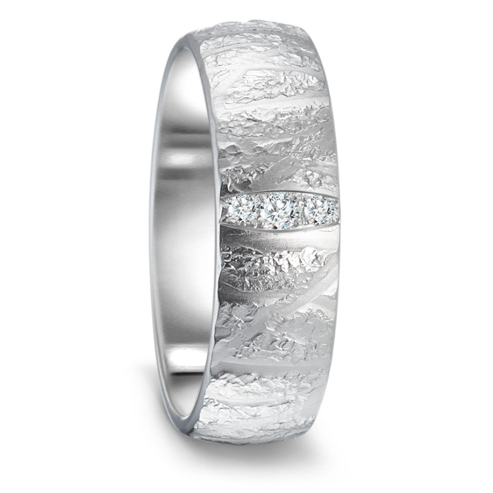 Anello del partner Oro bianco 750/18 carati Diamante 0.045 ct, 3 pietra, tw-vsi
