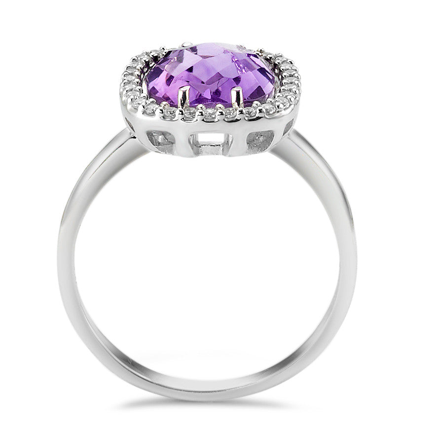 Anello Oro bianco 750/18 carati Ametista Viola, Zirconia Ø10 mm