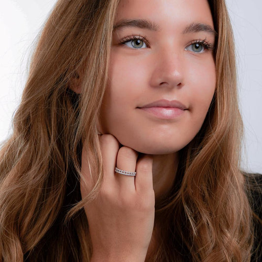 Anello Argento Zirconia rodiato