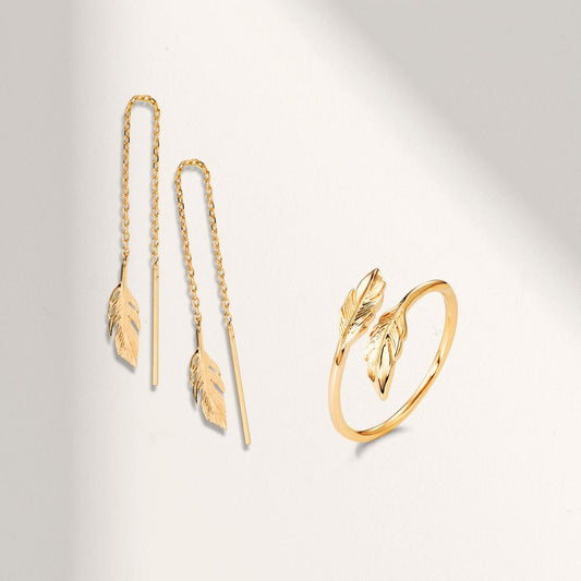 Anello Bronzo giallo dorato Piuma