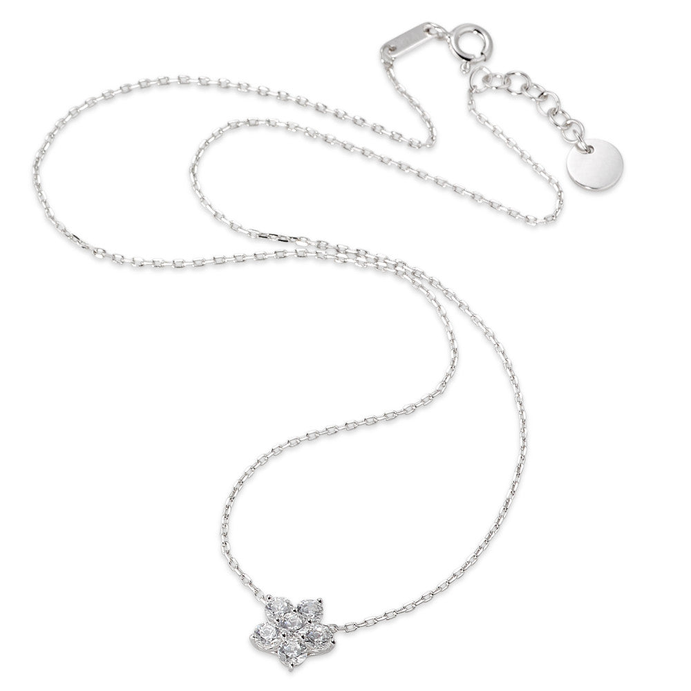 Collana Argento Zirconia 6 pietra rodiato Fiore 40-42 cm Ø9 mm