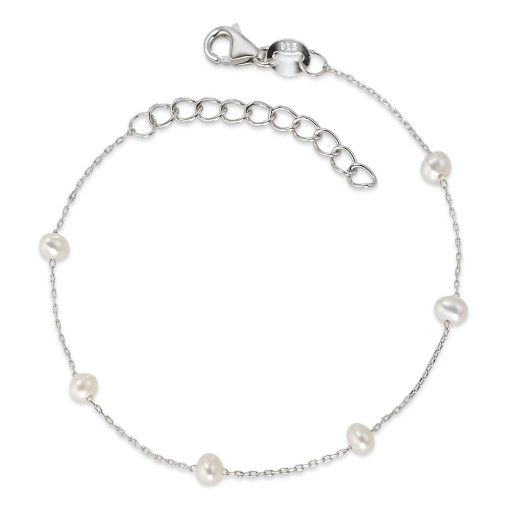 Bracciale Argento rodiato Perla coltivata d'acqua dolce 16-19 cm