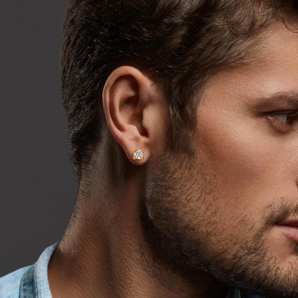 Orecchini a bottone 1 pz Oro giallo 750/18 carati Diamante 0.25 ct, w-si