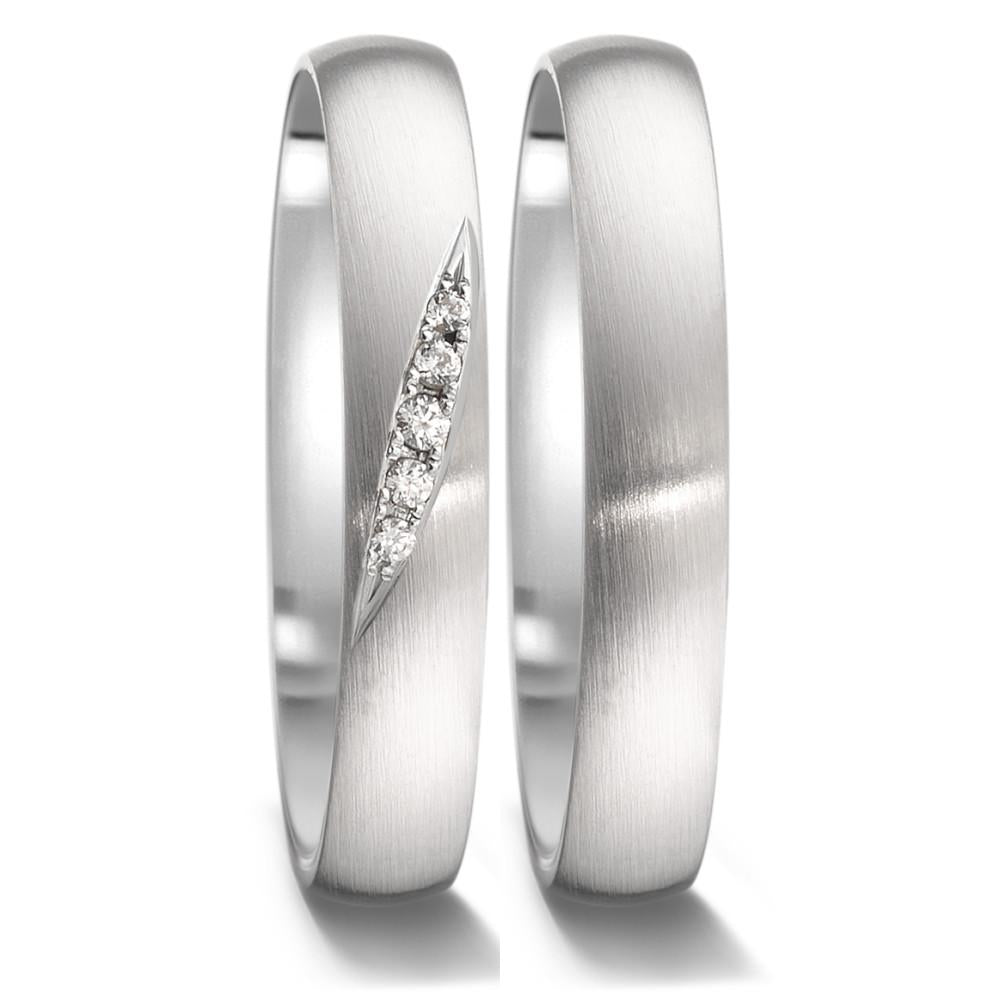Anello del partner Oro bianco 750/18 carati Diamante 0.036 ct, 5 pietra, tw-vsi