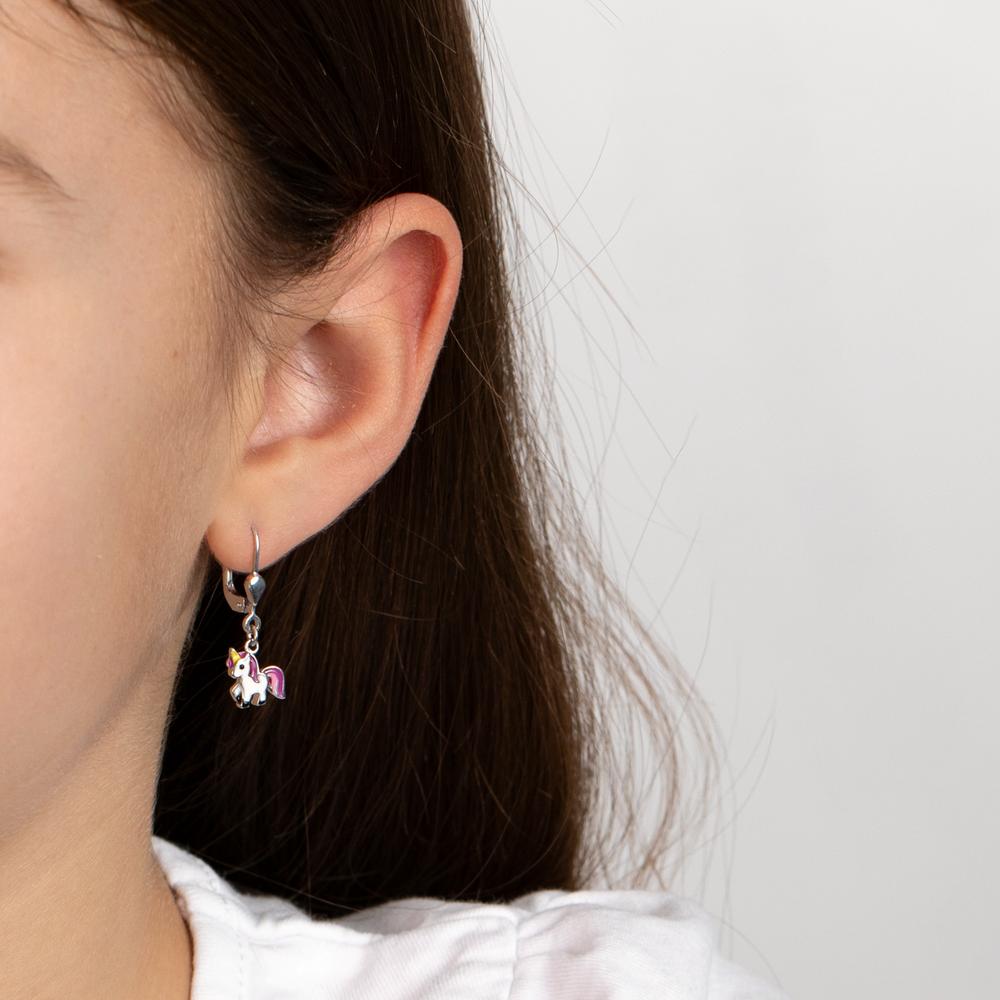 Orecchini Argento rodiato Unicorno