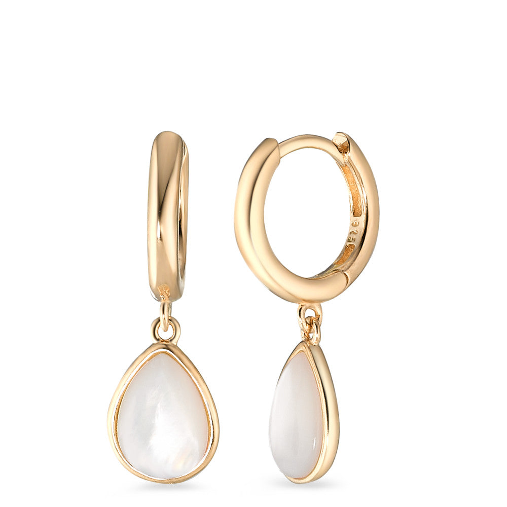 Orecchini circolari Argento dorato Madreperla bianco, 2 Perla
