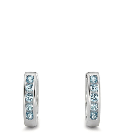 Orecchini circolari Argento Zirconia Azzurro rodiato