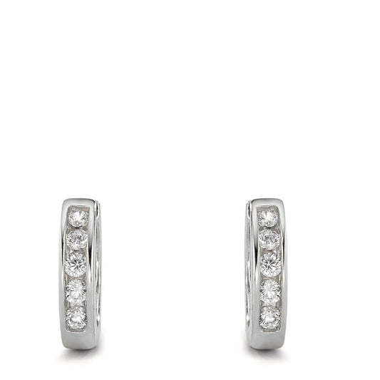 Orecchini circolari Argento Zirconia bianco rodiato