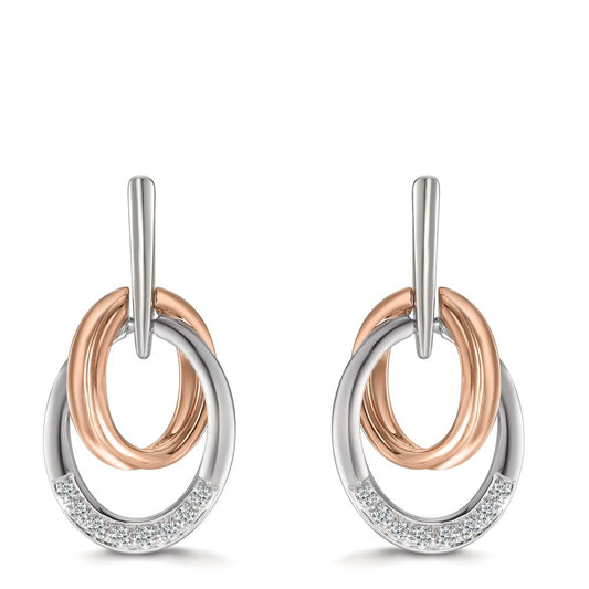 Orecchini Oro bianco 750/18 carati, Oro rosso 750/18 carati Diamante 0.08 ct, 16 pietra, w-si