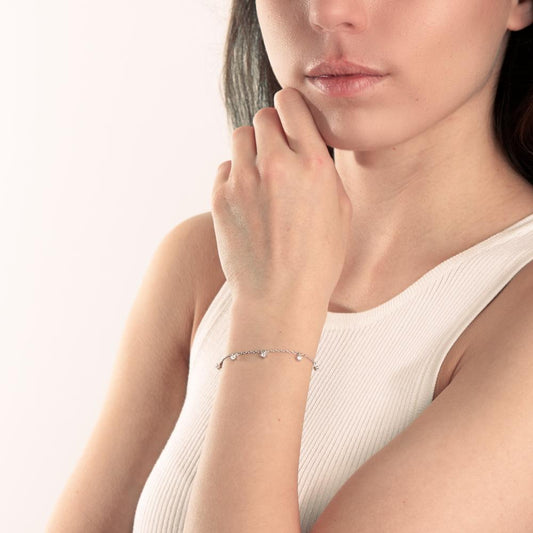 Bracciale Argento Zirconia rodiato 16-19 cm