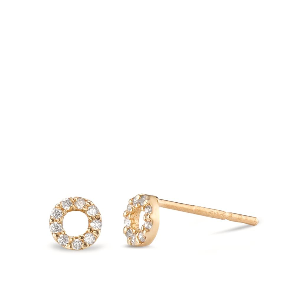 Orecchini a bottone Oro giallo 585/14 kt Zirconia Ø4 mm