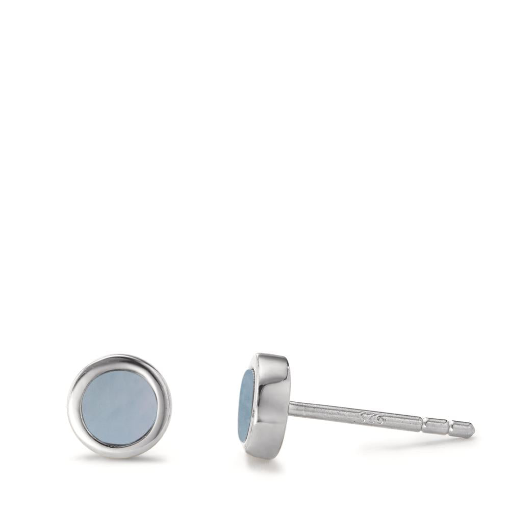 Orecchini a bottone Argento rodiato Madreperla nero Ø6 mm