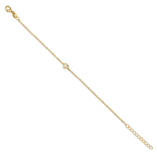 Bracciale Argento Zirconia giallo dorato Cuore 16-19 cm