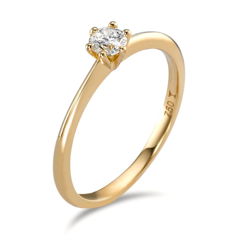Anello solitario Oro giallo 750/18 carati Diamante 0.20 ct, w-si