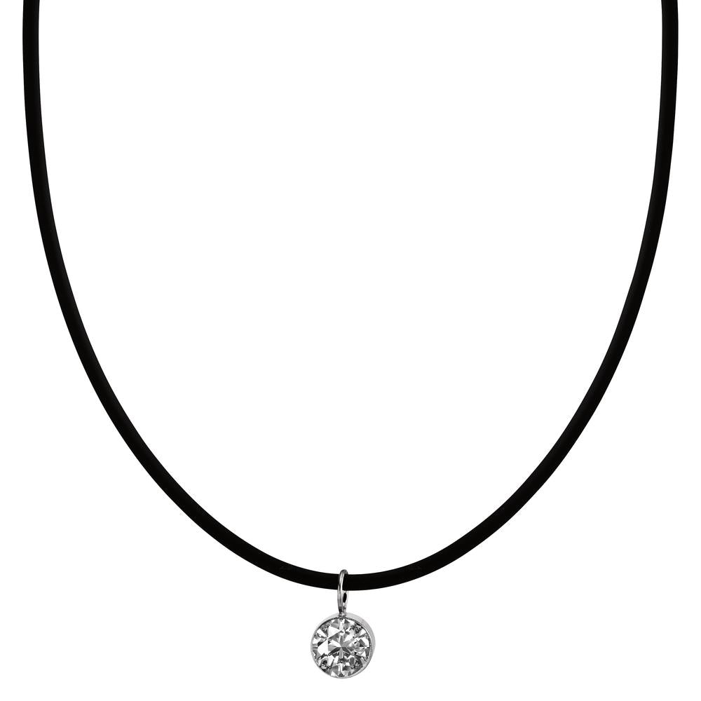 Collana Gomma, Acciaio inossidabile, Argento Zirconia bianco rodiato 42 cm