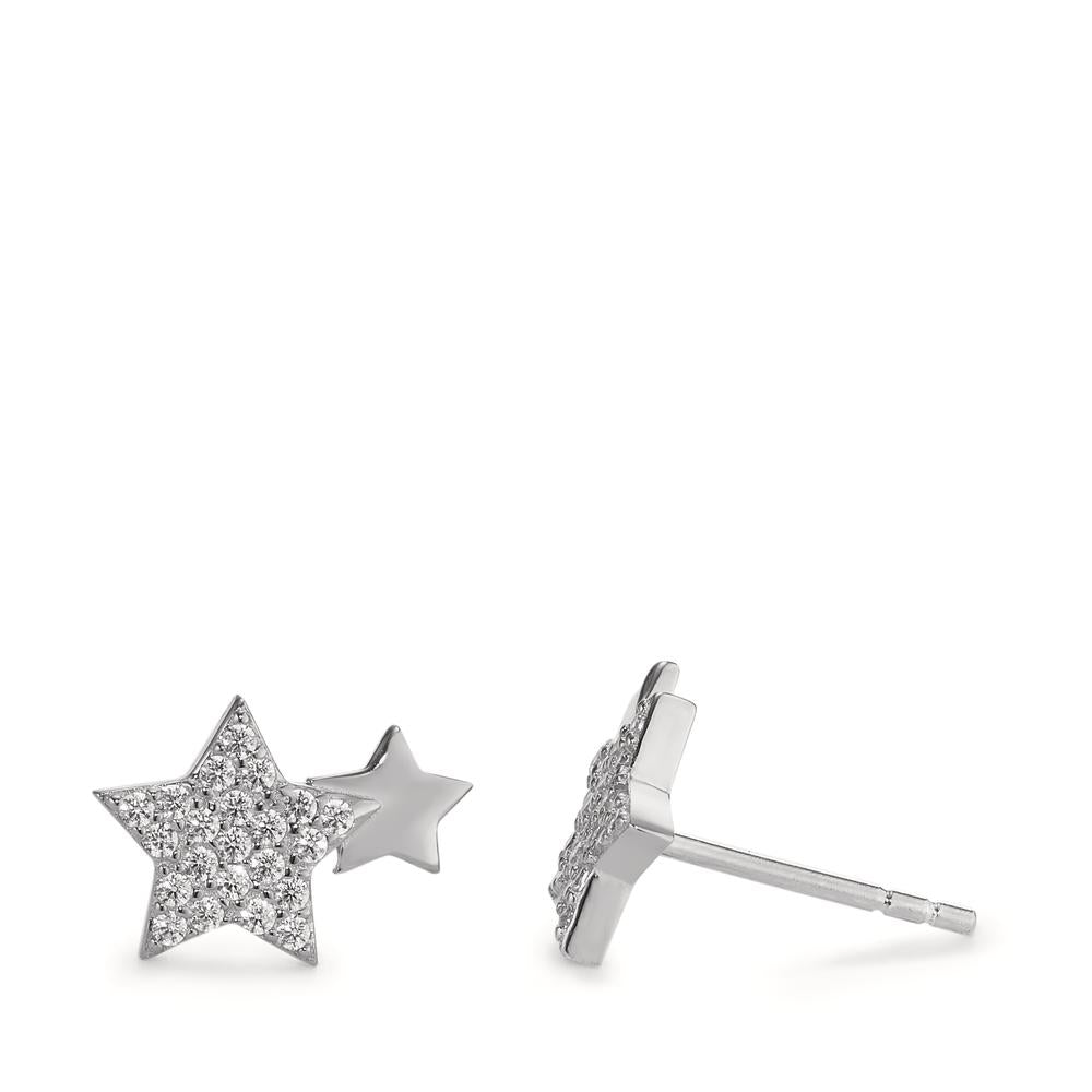 Orecchini a bottone Argento Zirconia rodiato Stella